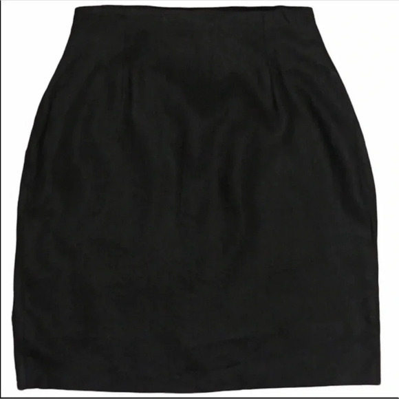 Caché Black Work Career Linen Skirt A-Line Size 8 - Picture 1 of 7